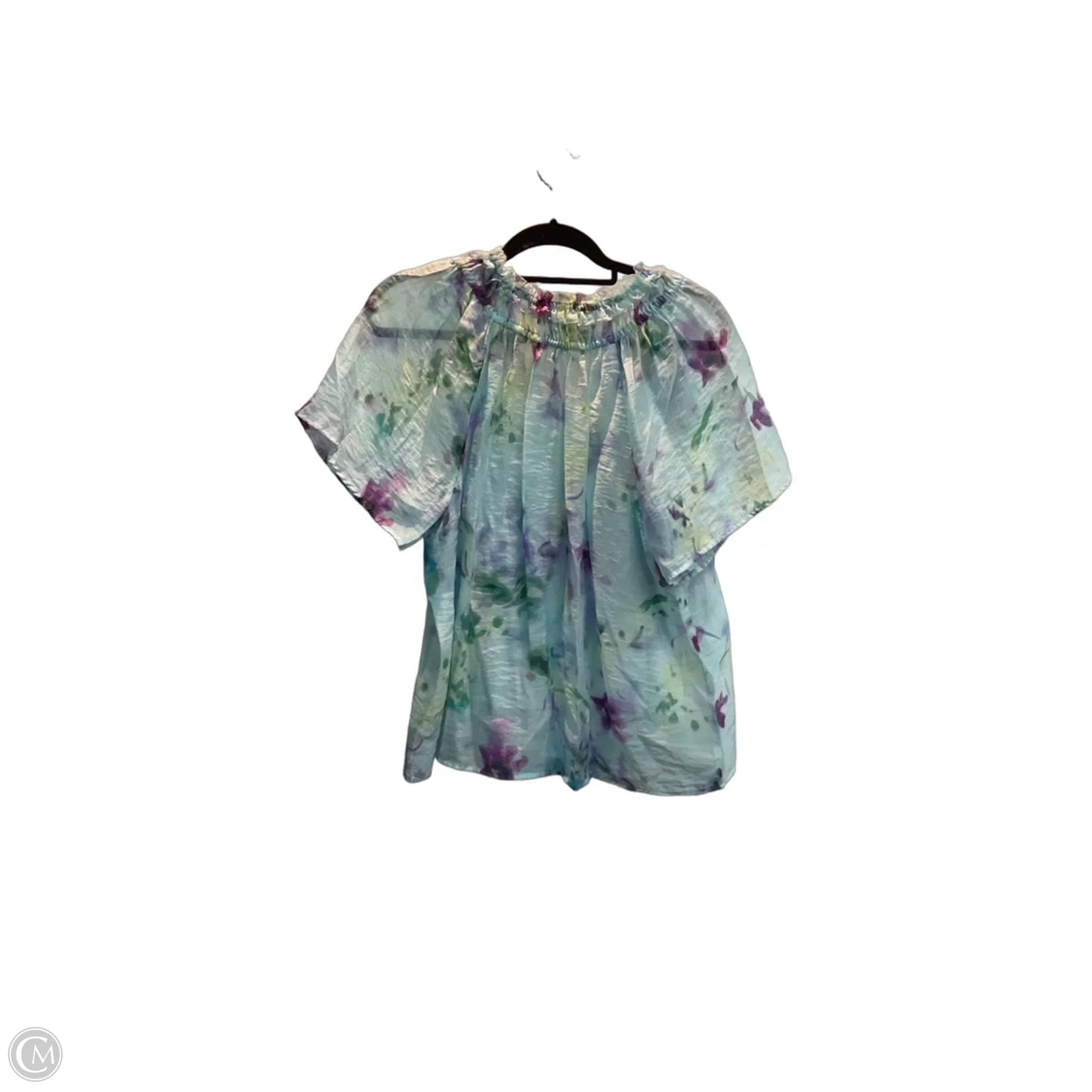 Blouse Short Sleeve By Simply Vera In Blue, Size: L