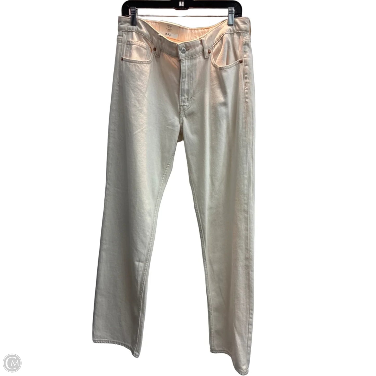 Jeans Straight By H&m In Cream Denim, Size: 14