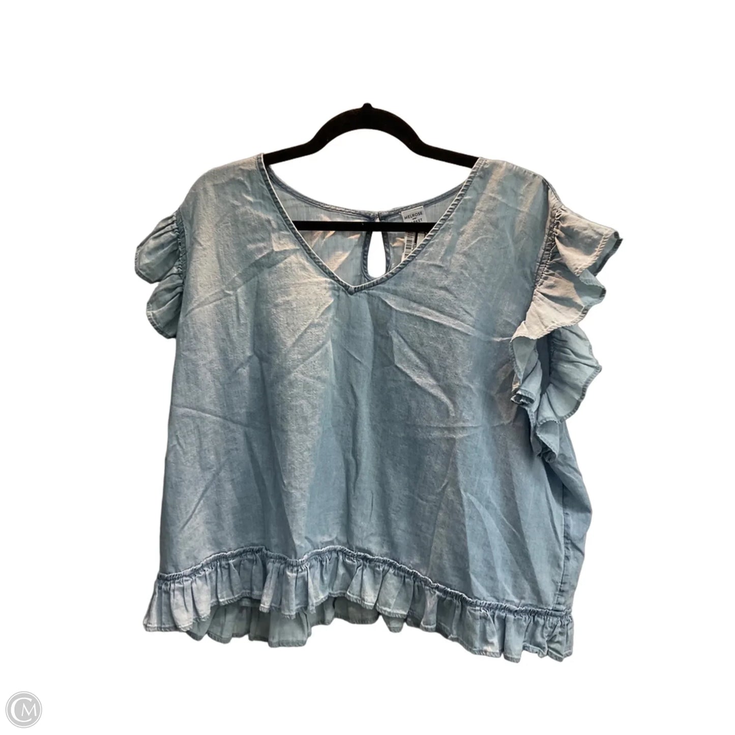 Top Sleeveless By Melrose And Market In Blue Denim, Size: Xxl