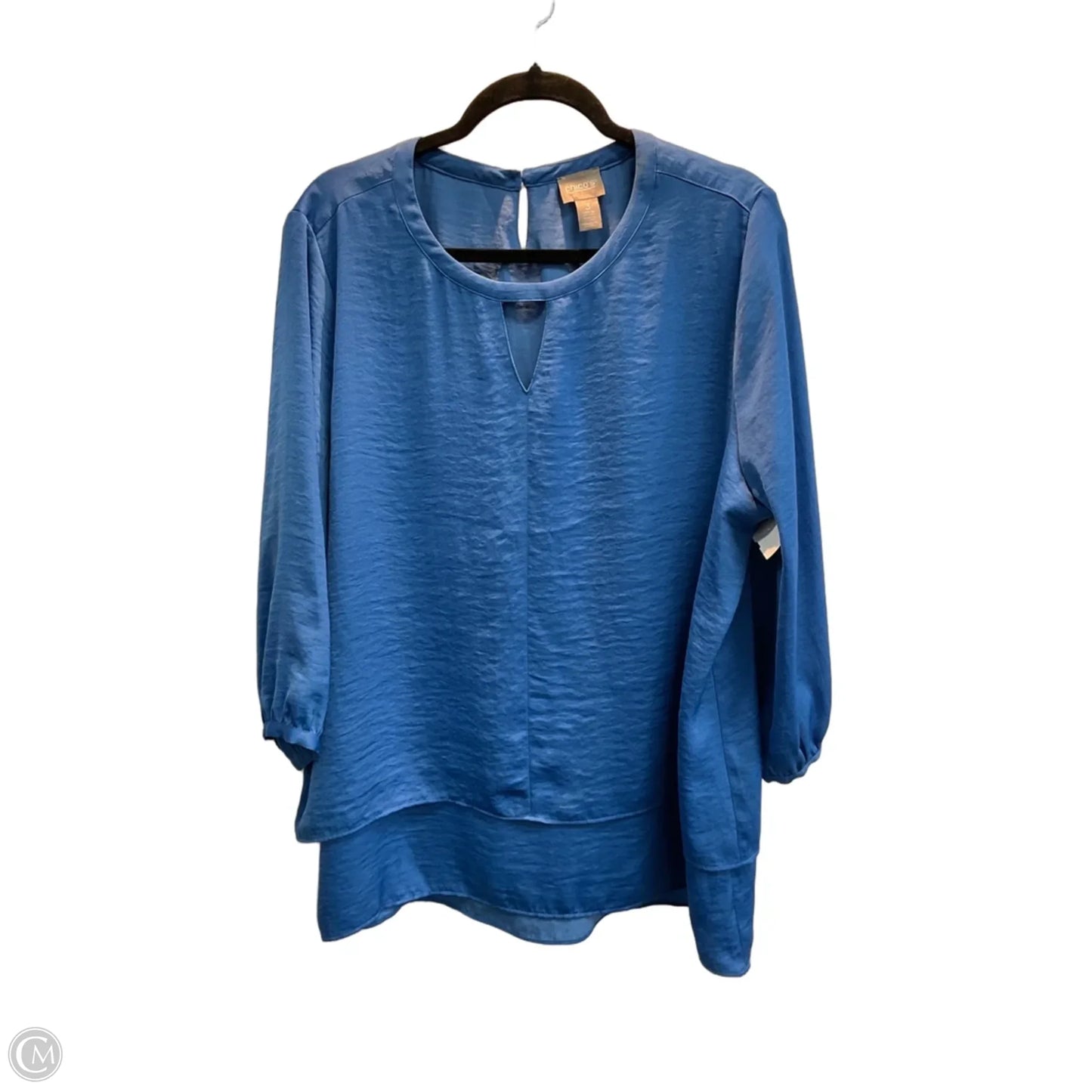 Blouse 3/4 Sleeve By Chicos In Blue, Size: Xl