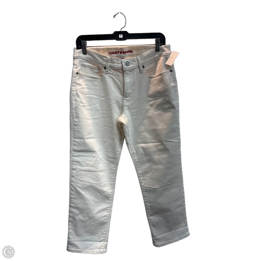Jeans Cropped By Lucky & Blessed In White Denim, Size: 10