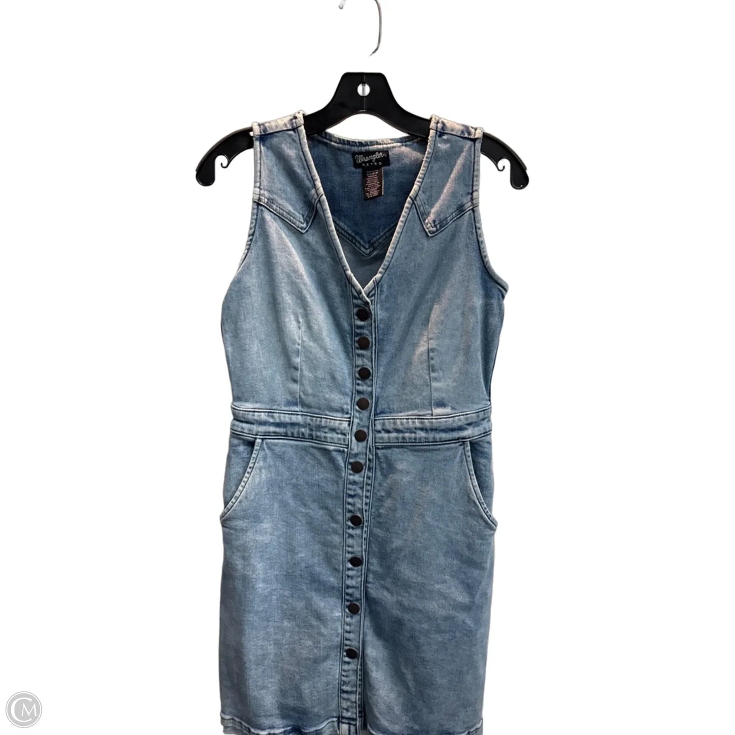 Dress Casual Midi By Wrangler In Blue Denim, Size: S
