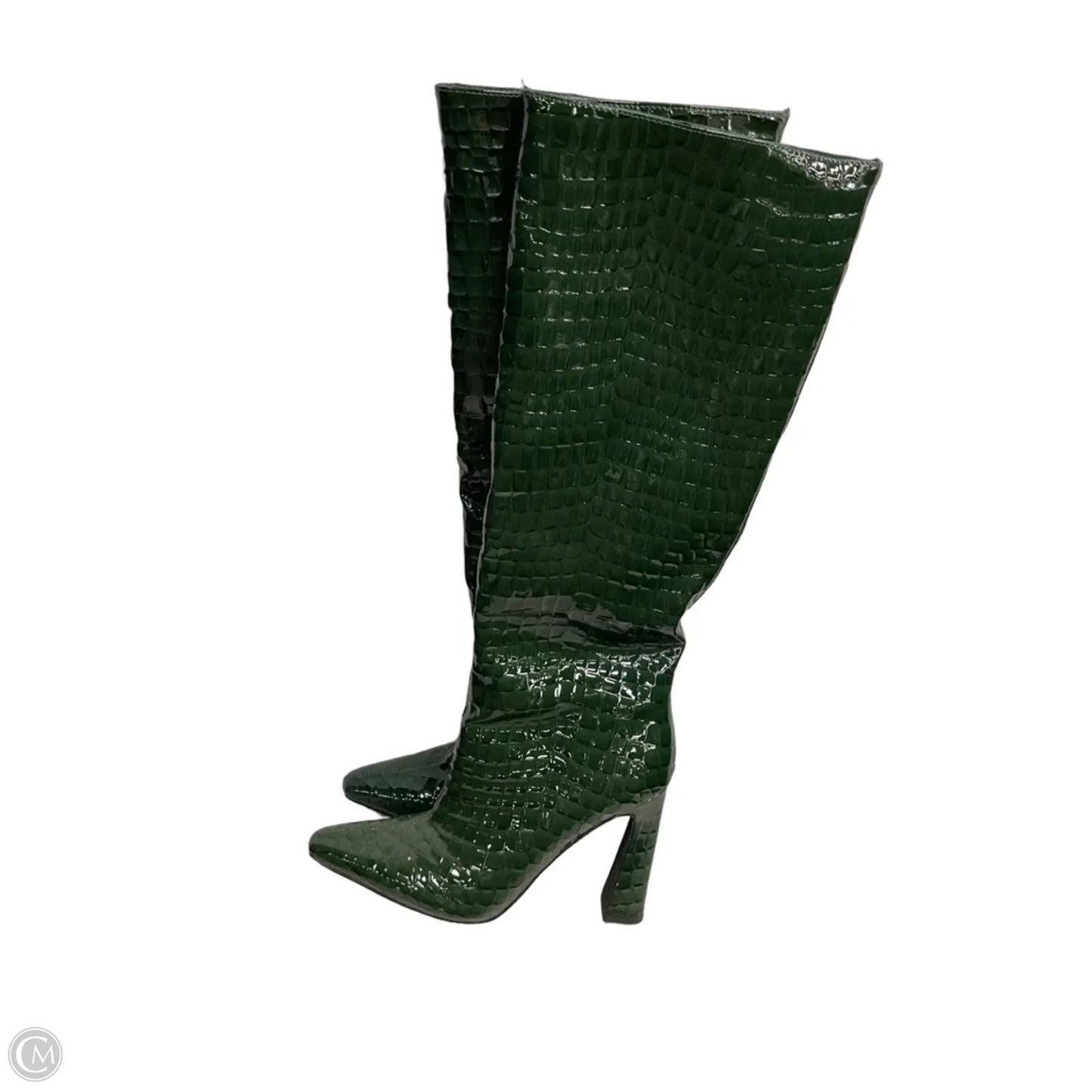 Boots Knee Heels By Clothes Mentor In Green, Size: 8