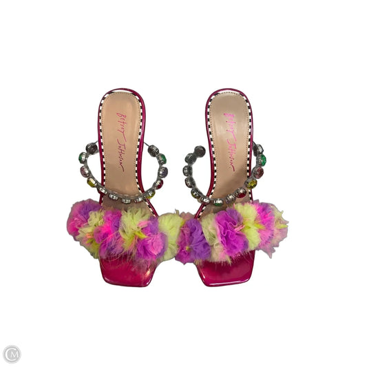 Sandals Heels Block By Betsey Johnson In Multi-colored, Size: 8