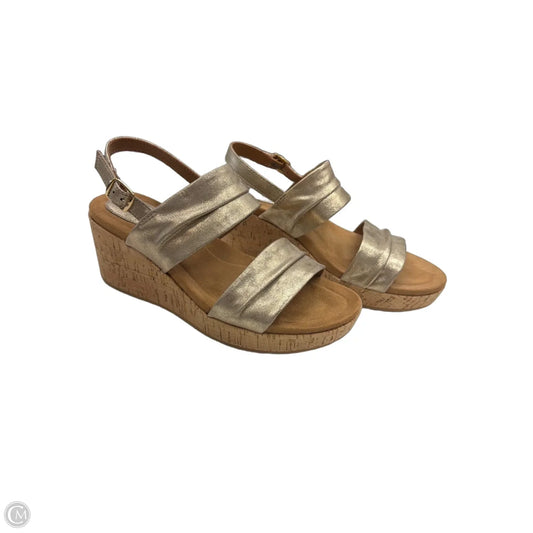 Sandals Heels Wedge By Sofft In Gold, Size: 8