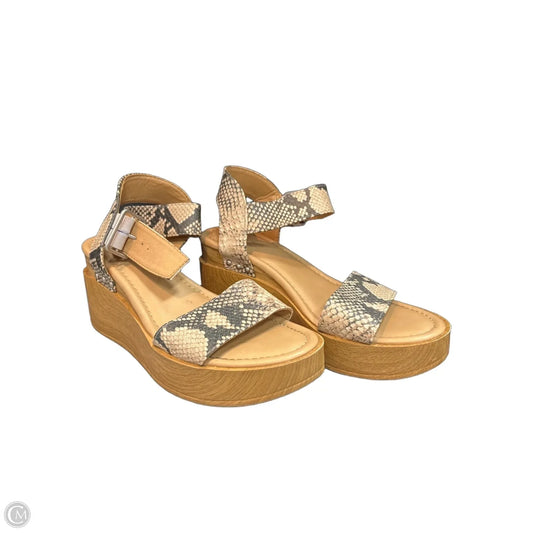 Sandals Heels Wedge By Universal Thread In Snakeskin Print, Size: 7