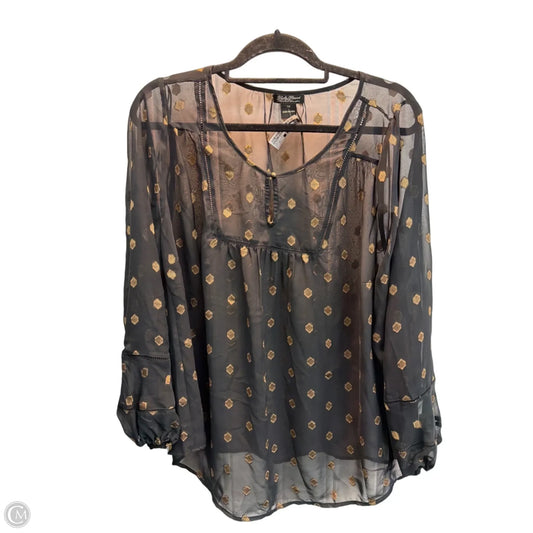 Blouse Long Sleeve By Lucky Brand In Black, Size: 1x