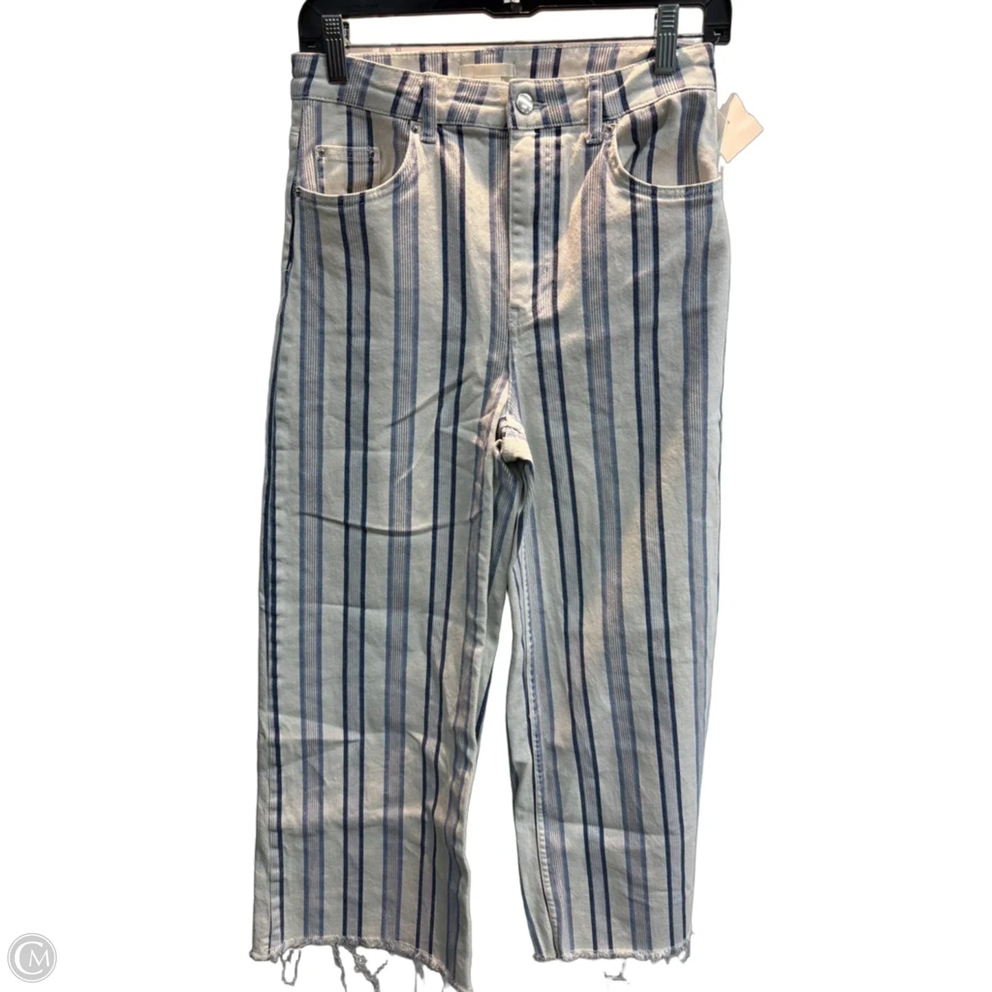 Jeans Wide Leg By H&m In Striped Pattern, Size: 10
