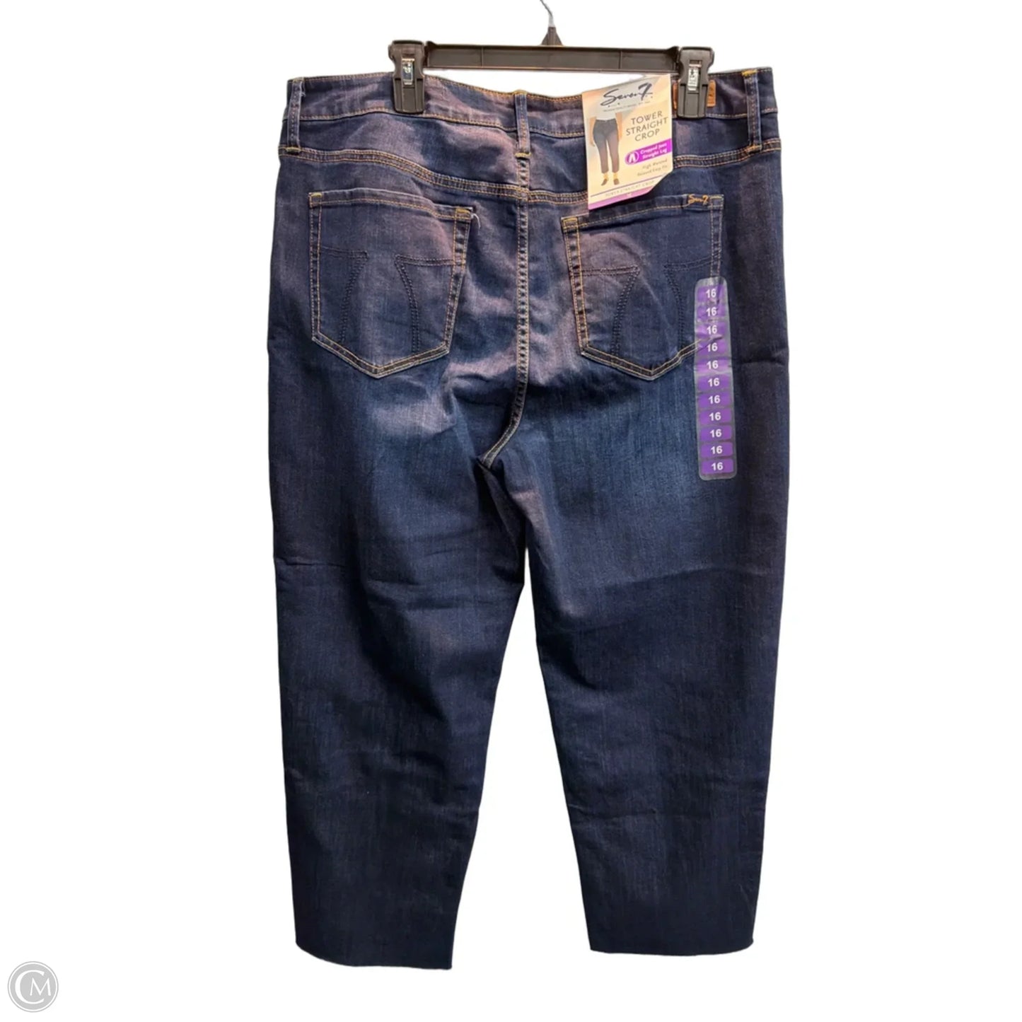 Jeans Cropped By Seven 7 In Blue Denim, Size: 16