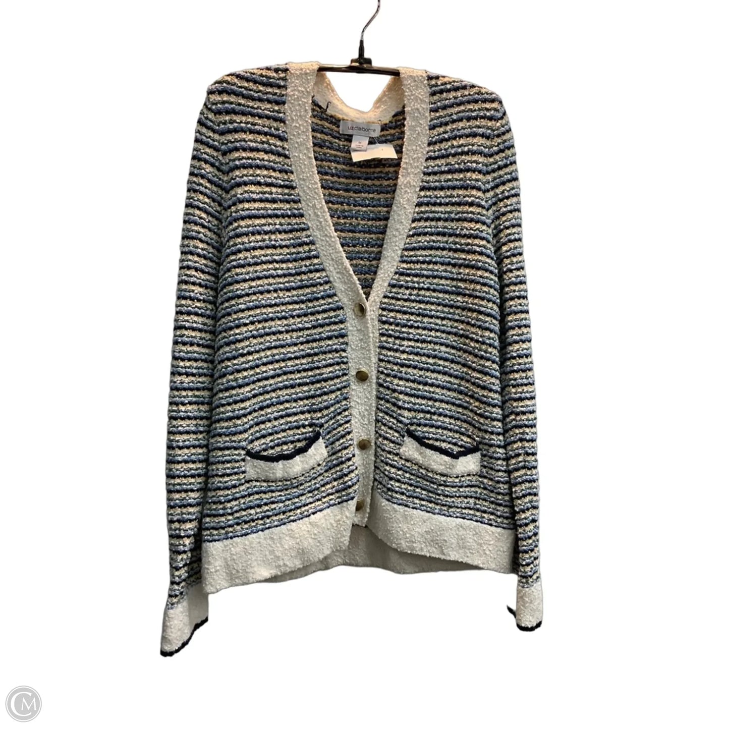 Sweater Cardigan By Liz Claiborne In Blue, Size: M