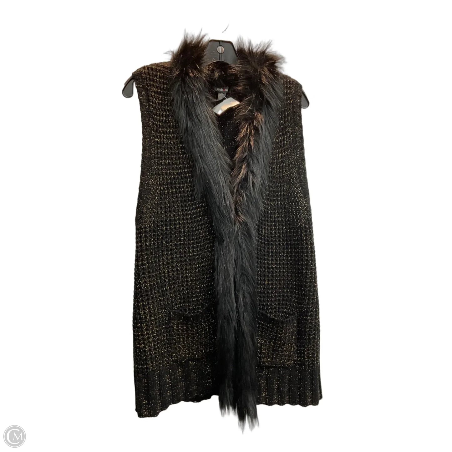 Vest Faux Fur & Sherpa By Style And Company In Black, Size: L