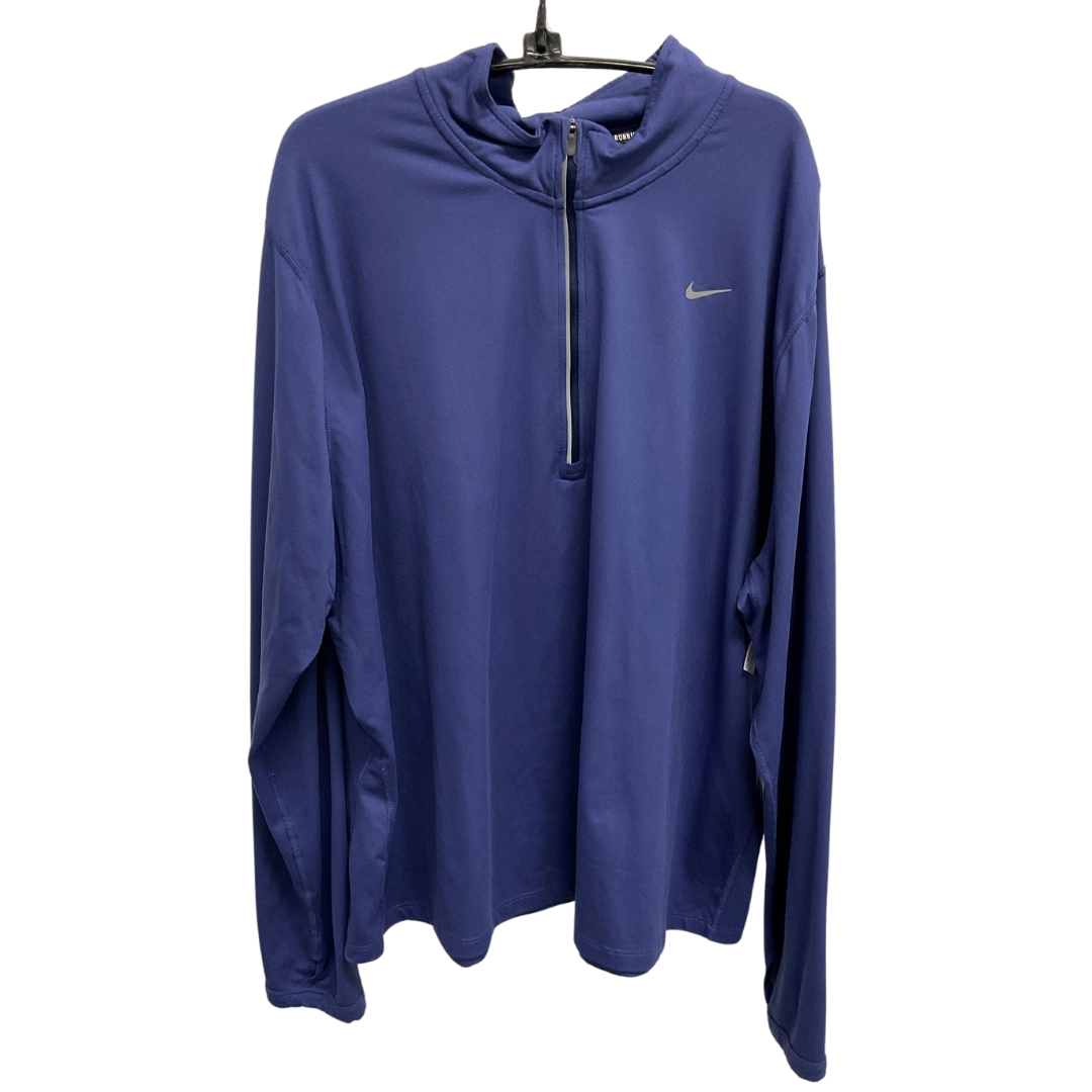 Athletic Top Long Sleeve Collar By Nike In Blue, Size: 3x