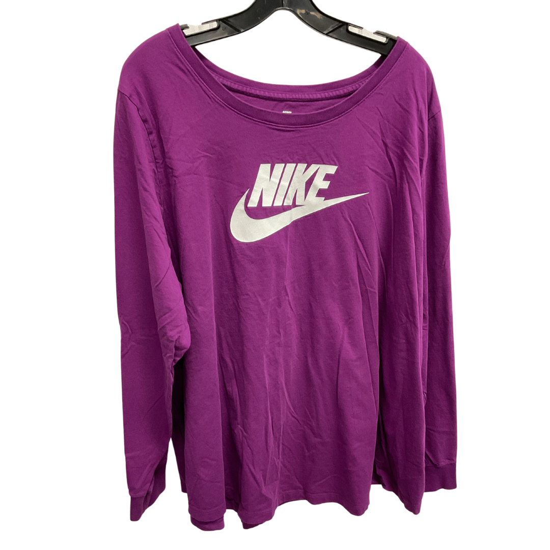 Athletic Top Long Sleeve Crewneck By Nike In Purple, Size: 3x