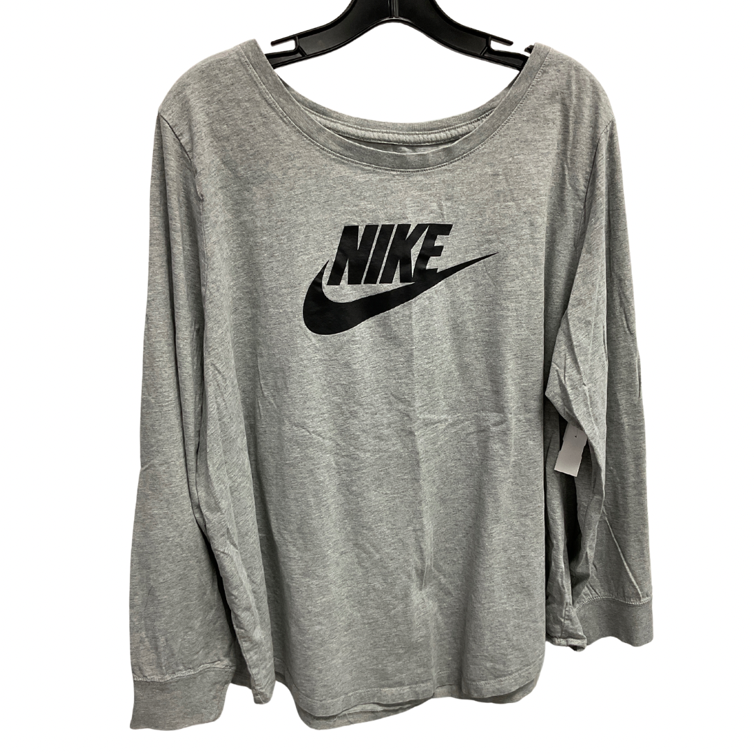 Athletic Top Long Sleeve Crewneck By Nike In Grey, Size: 3x