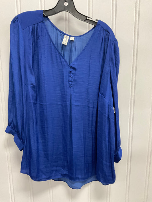 Top 3/4 Sleeve By Joie In Blue, Size: 1x