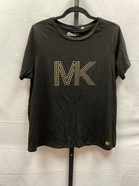 Black & Gold Top Short Sleeve Michael By Michael Kors, Size 1x