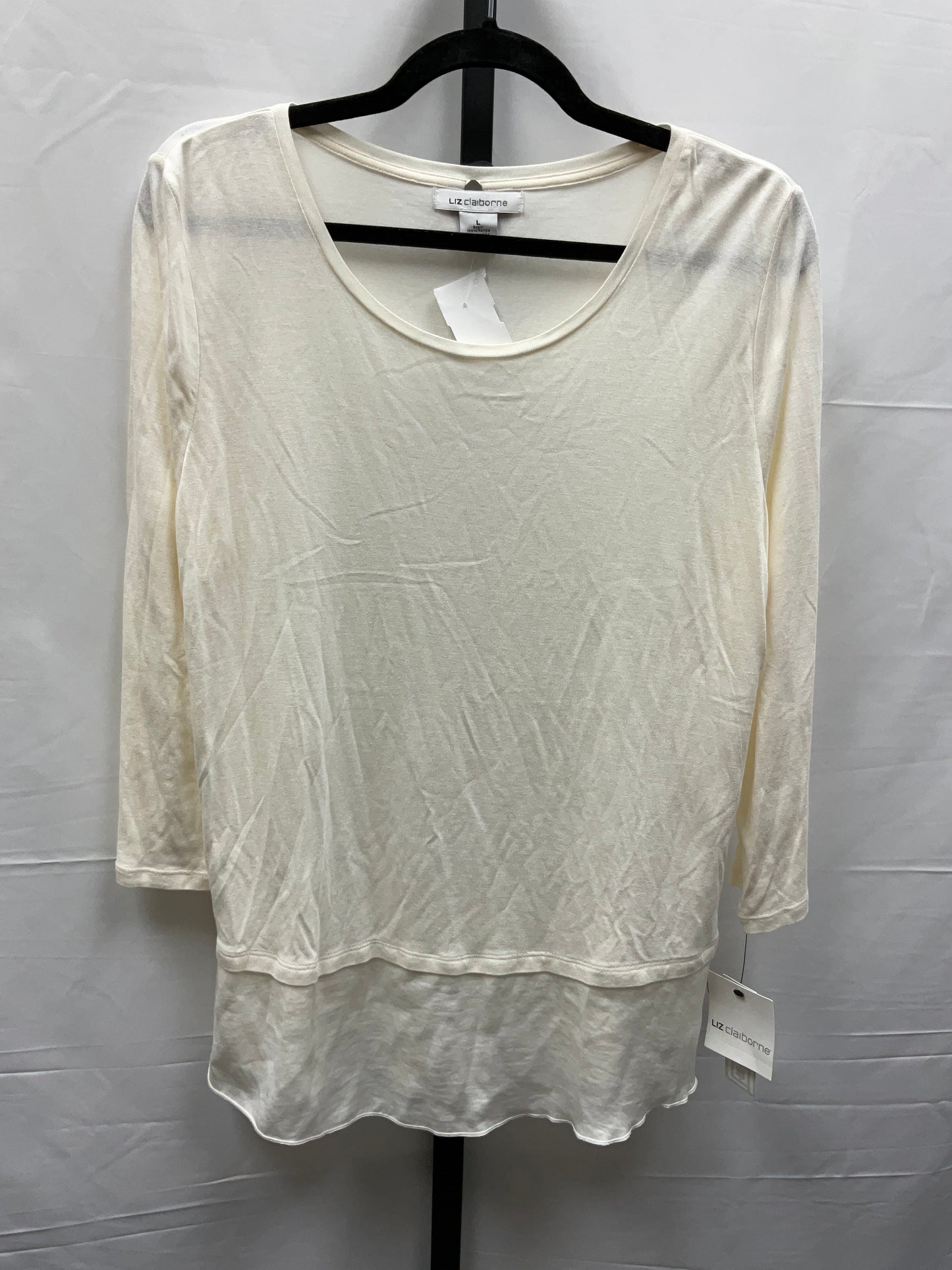 Cream Top Long Sleeve Liz Claiborne, Size L