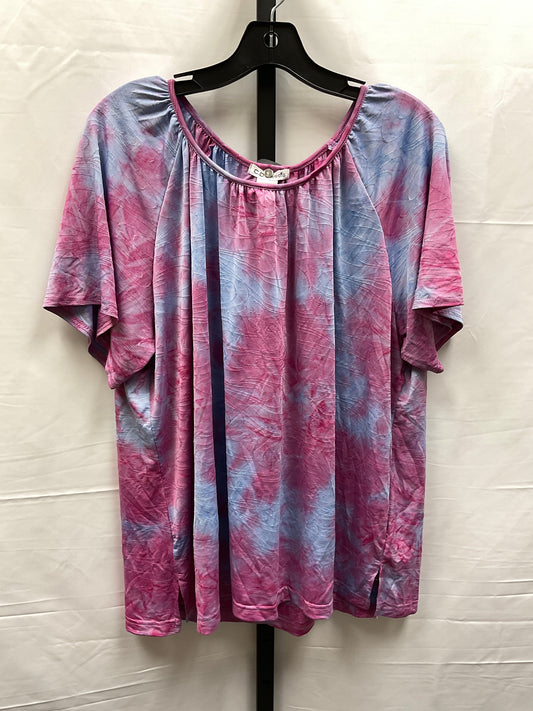 Tie Dye Print Top Short Sleeve Clothes Mentor, Size 2x