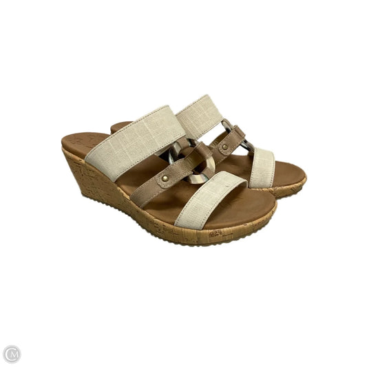 Sandals Heels Wedge By Skechers In Tan, Size: 7
