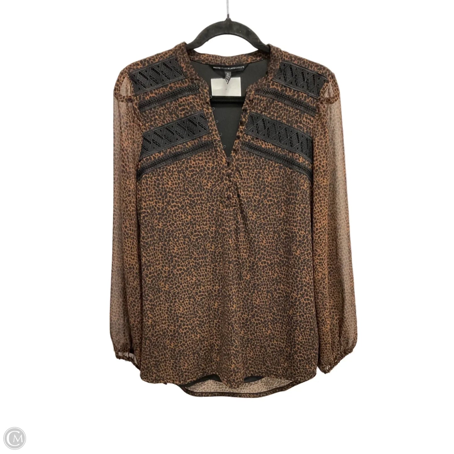 Blouse Long Sleeve By White House Black Market In Animal Print, Size: S