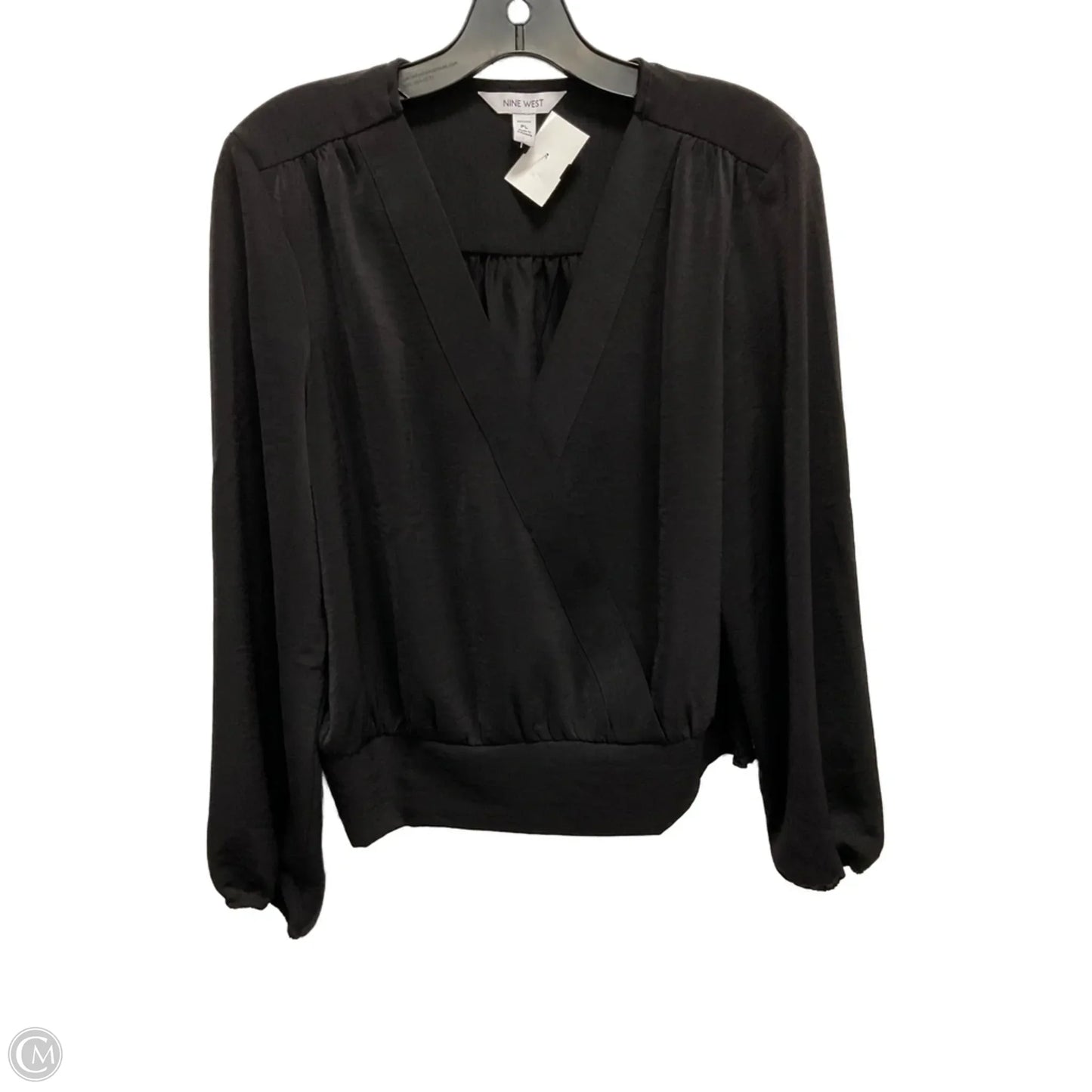 Blouse Long Sleeve By Nine West In Black, Size: Lp