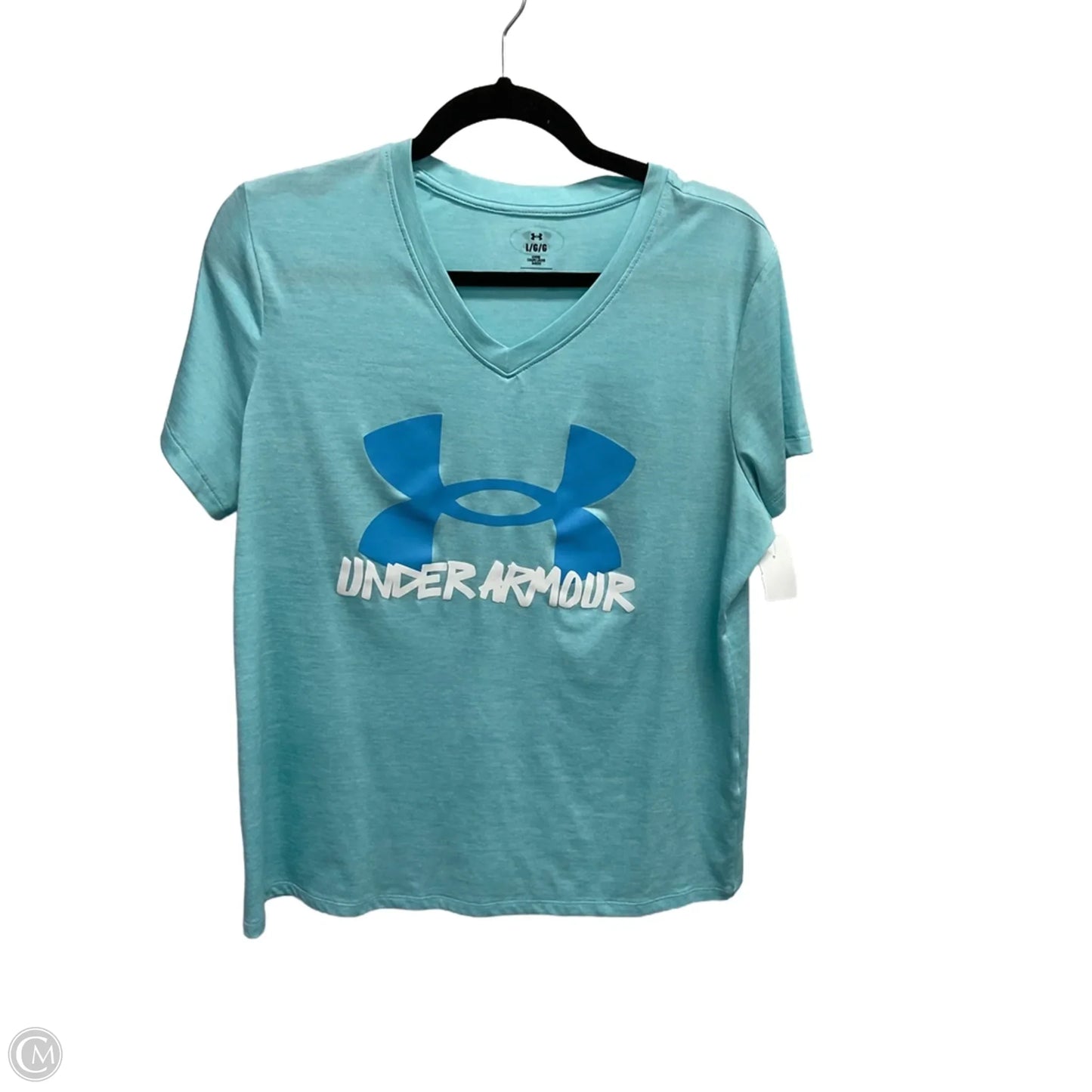 Athletic Top Short Sleeve By Under Armour In Blue, Size: L