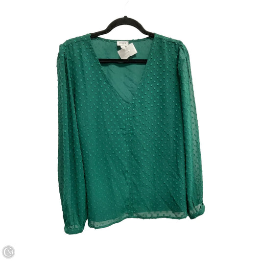 Blouse Long Sleeve By J. Crew In Green, Size: L