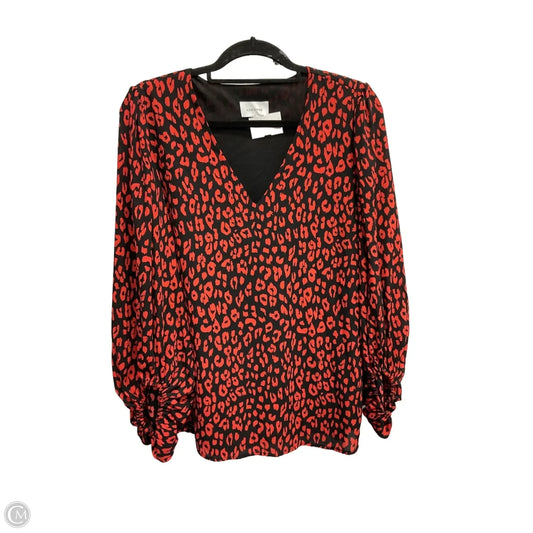 Blouse Long Sleeve By Adrienne In Animal Print, Size: L