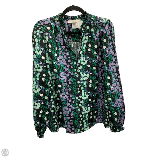 Blouse Long Sleeve By Loft In Floral Print, Size: L