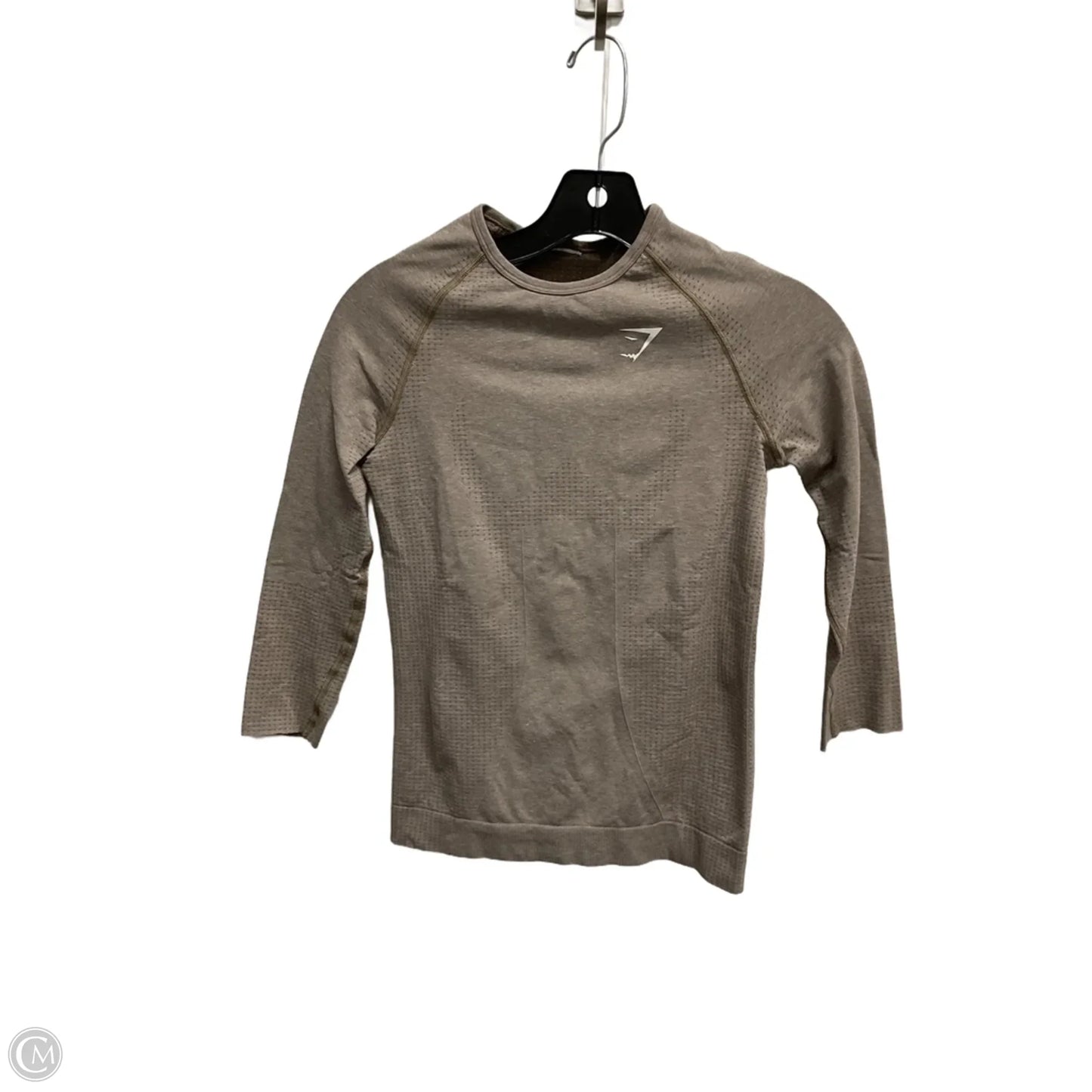 Athletic Top Long Sleeve Crewneck By Gym Shark In Taupe, Size: S