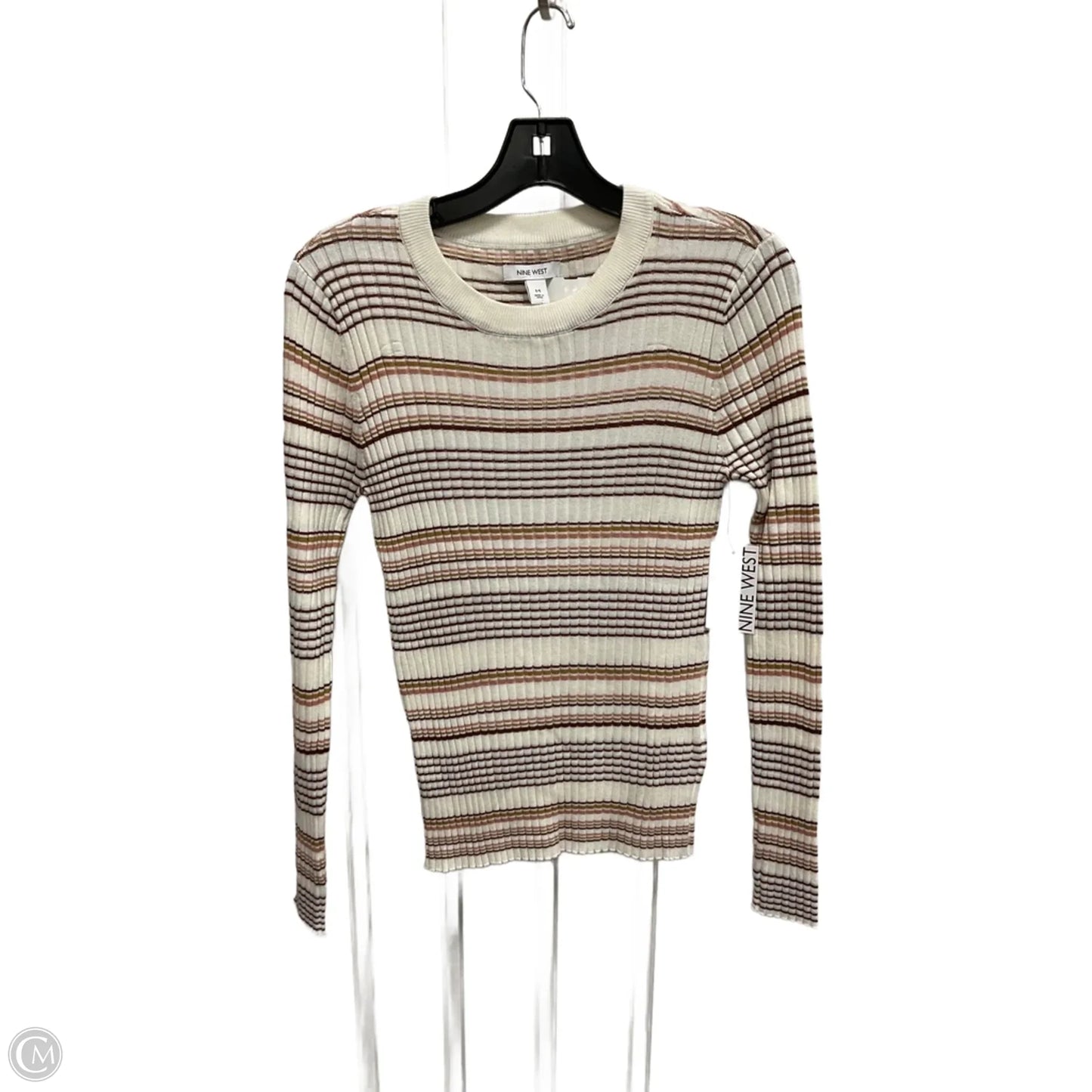 Top Long Sleeve By Nine West In Striped Pattern, Size: M