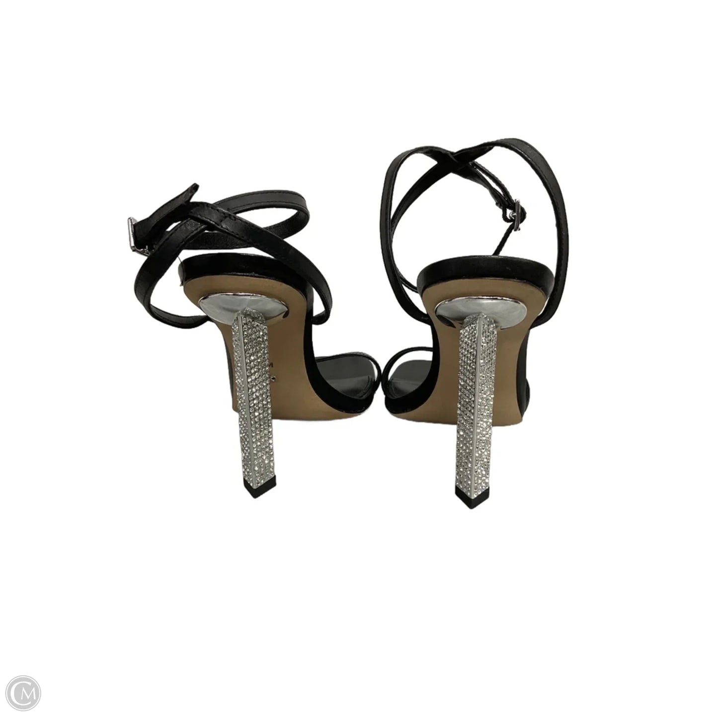 Sandals Heels Block By Michael By Michael Kors In Black & Silver, Size: 8