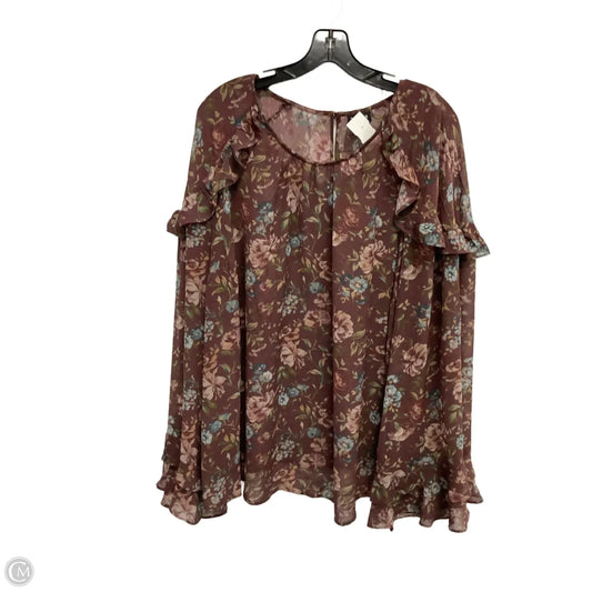 Blouse Long Sleeve By Torrid In Floral Print, Size: 2x