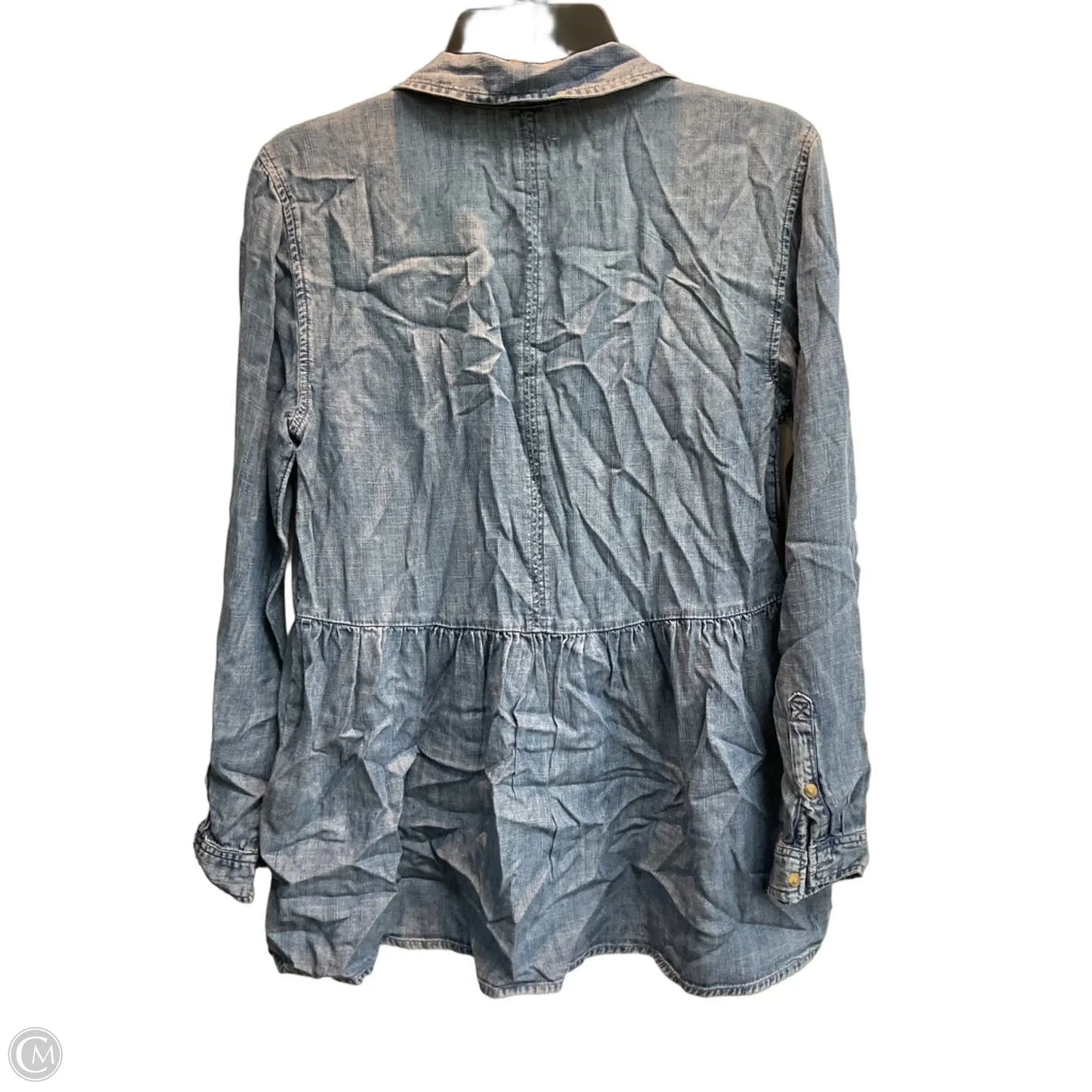 Top Long Sleeve By American Eagle In Blue Denim, Size: M