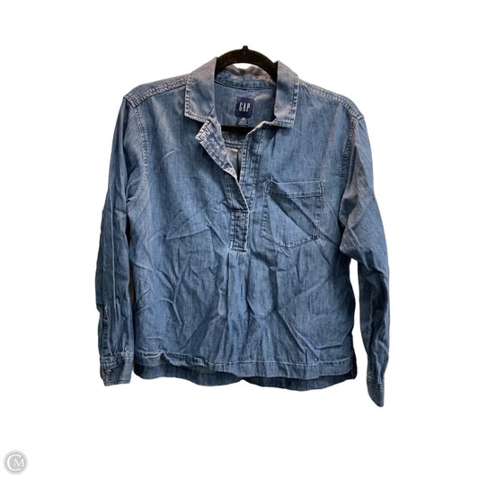 Top Long Sleeve By Gap In Blue Denim, Size: Xsp