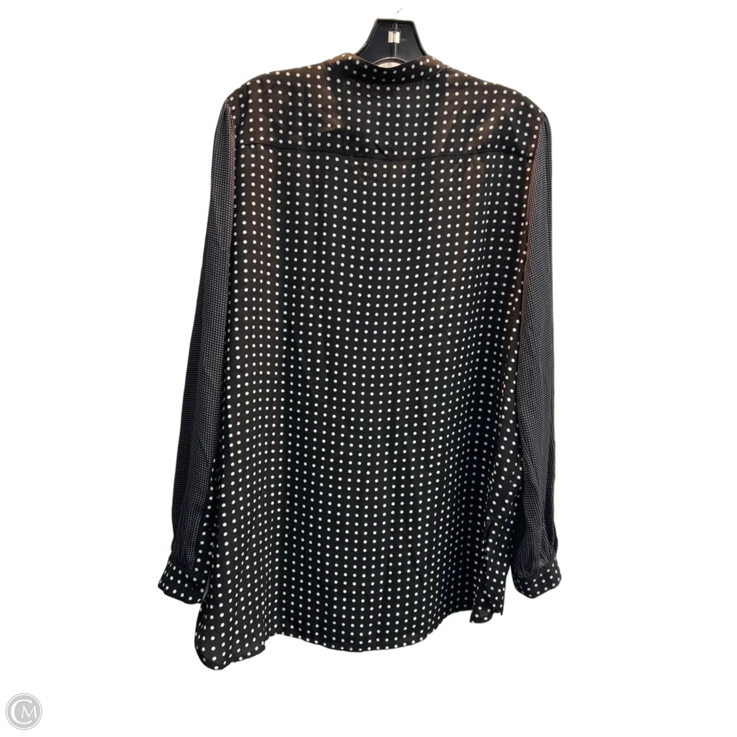 Blouse Long Sleeve By Anne Klein In Polkadot Pattern, Size: Xlp