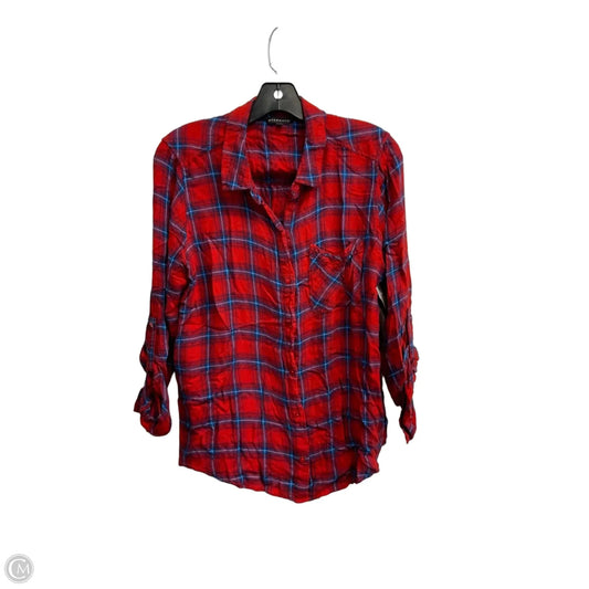 Top Long Sleeve By Staccato In Plaid Pattern, Size: M