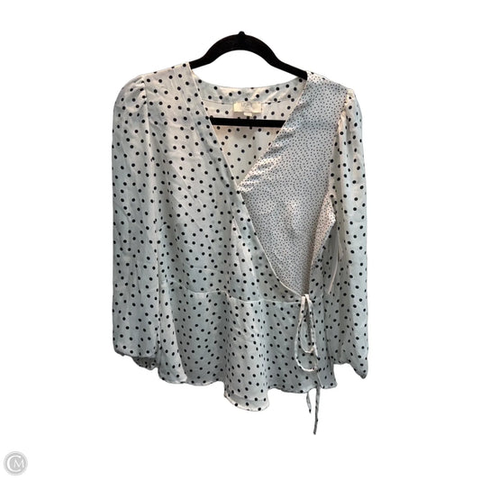 Blouse Long Sleeve By Loft In Polkadot Pattern, Size: Mp