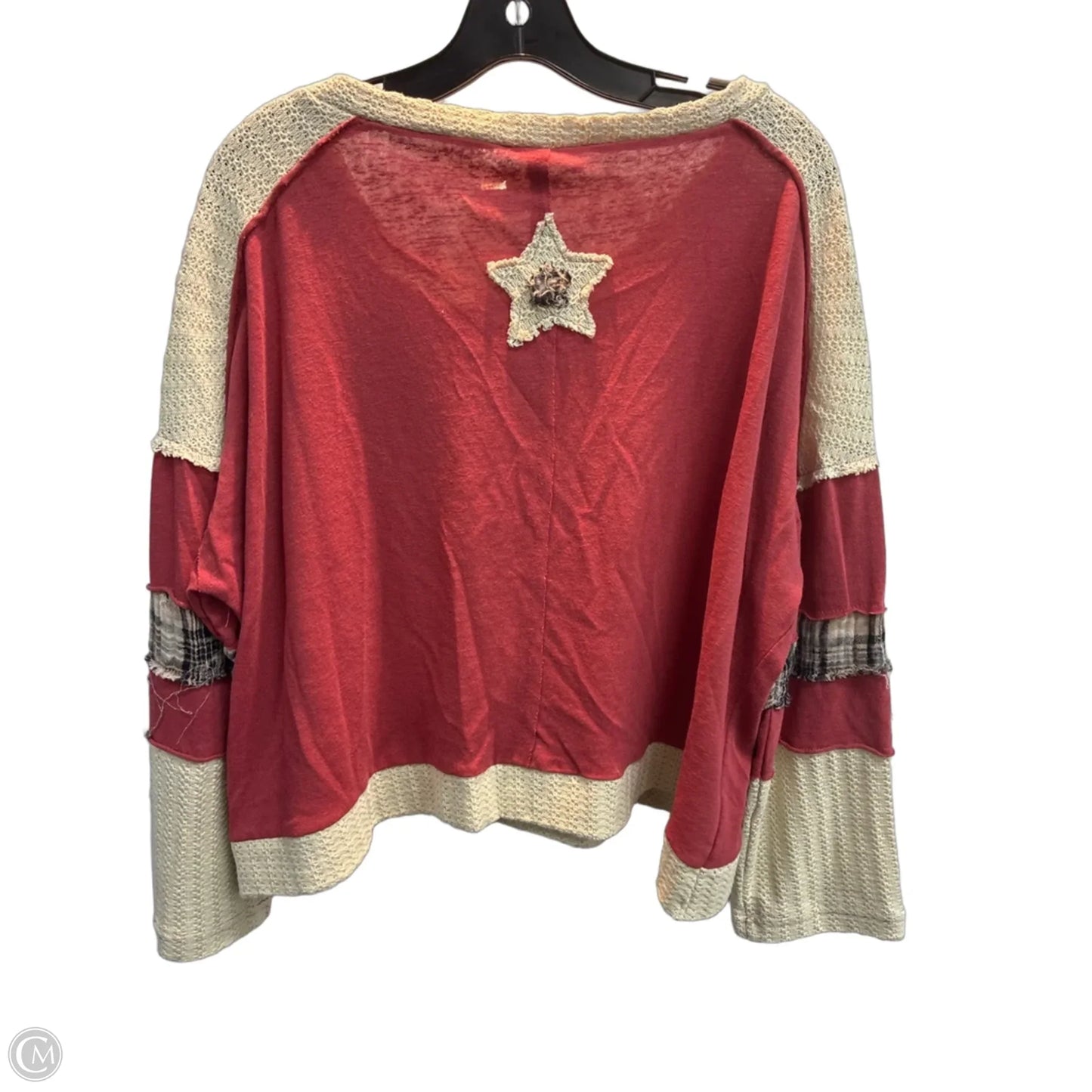 Top Long Sleeve By Pol In Red & Tan, Size: S