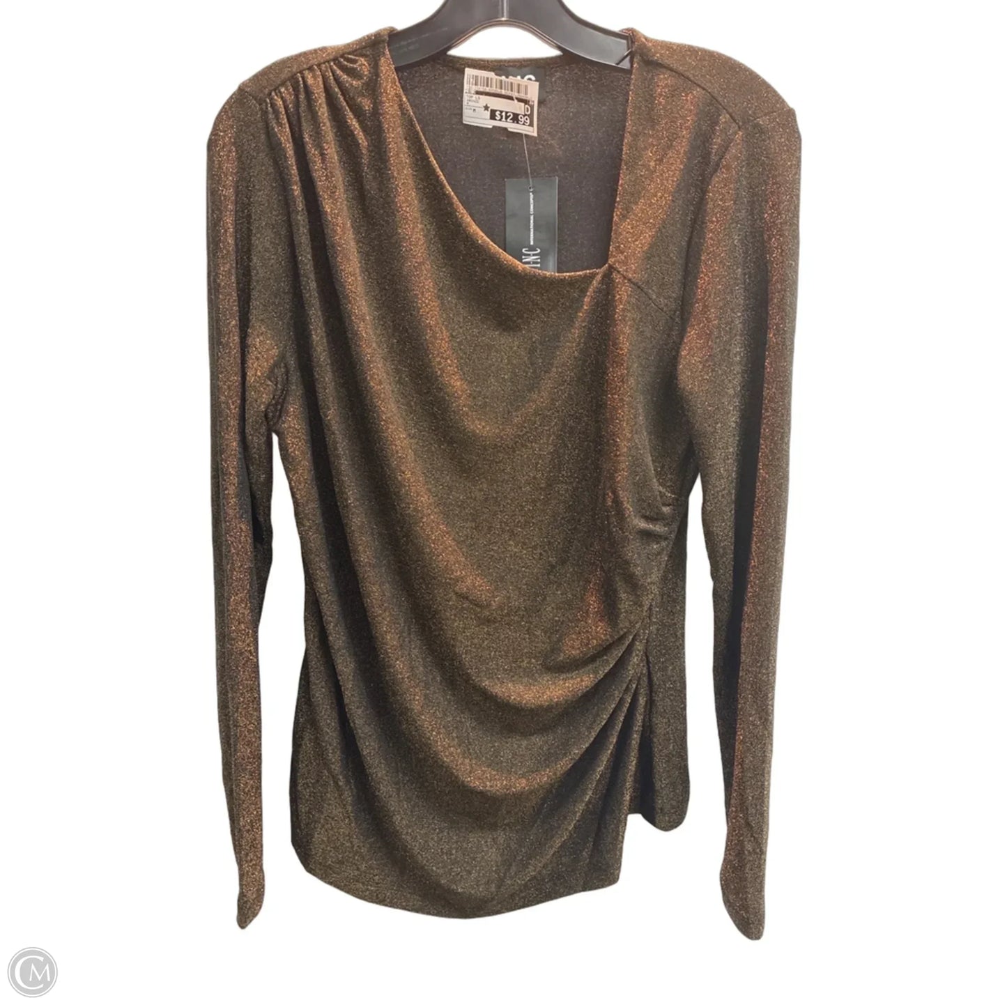Top Long Sleeve By Inc In Bronze, Size: M