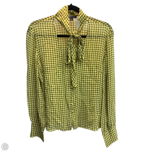 Blouse Long Sleeve By Banana Republic In Polkadot Pattern, Size: L