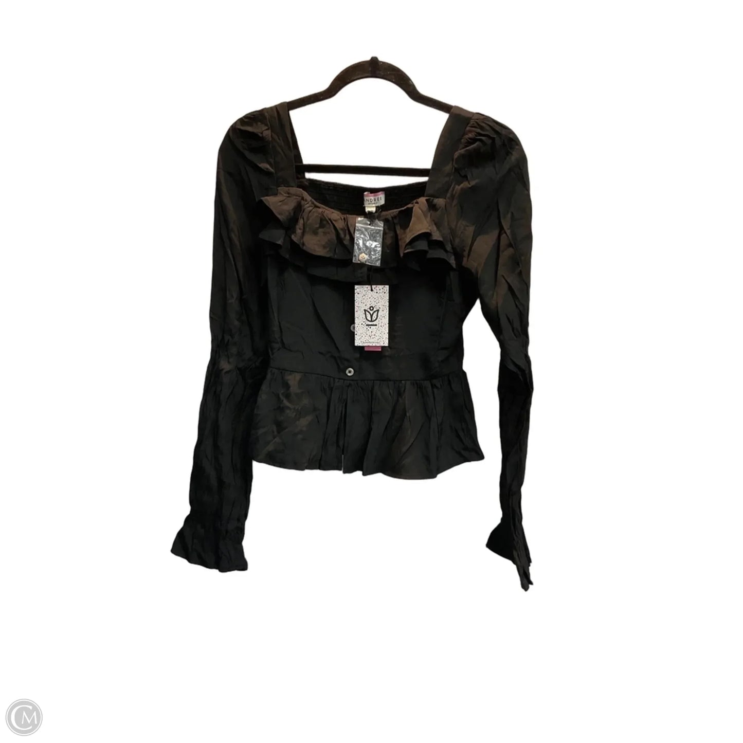 Blouse Long Sleeve By Andree By Unit In Black, Size: S