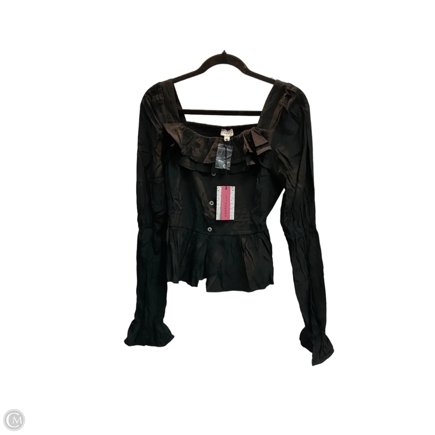 Blouse Long Sleeve By Andree By Unit In Black, Size: M