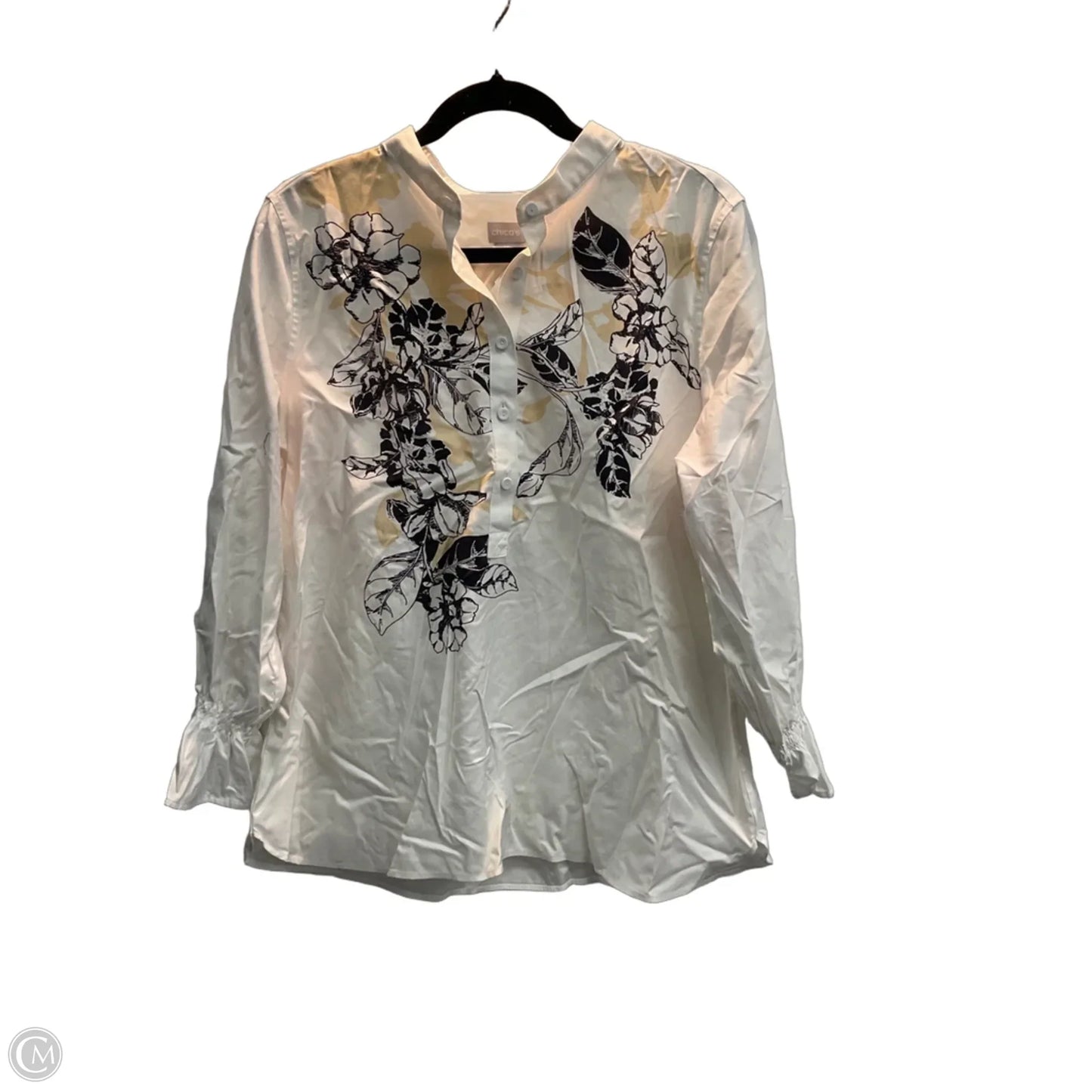 Blouse Long Sleeve By Chicos In Floral Print, Size: M