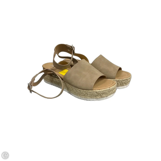 Sandals Heels Platform By Soda In Tan, Size: 10