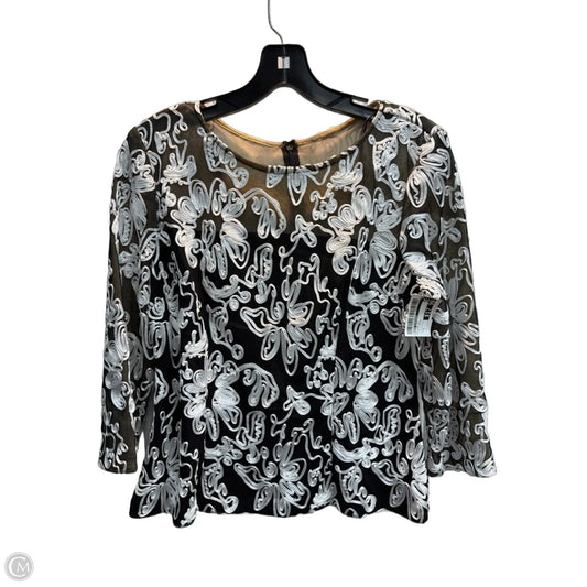 Blouse Long Sleeve By Alex Evenings In Blue & White, Size: S