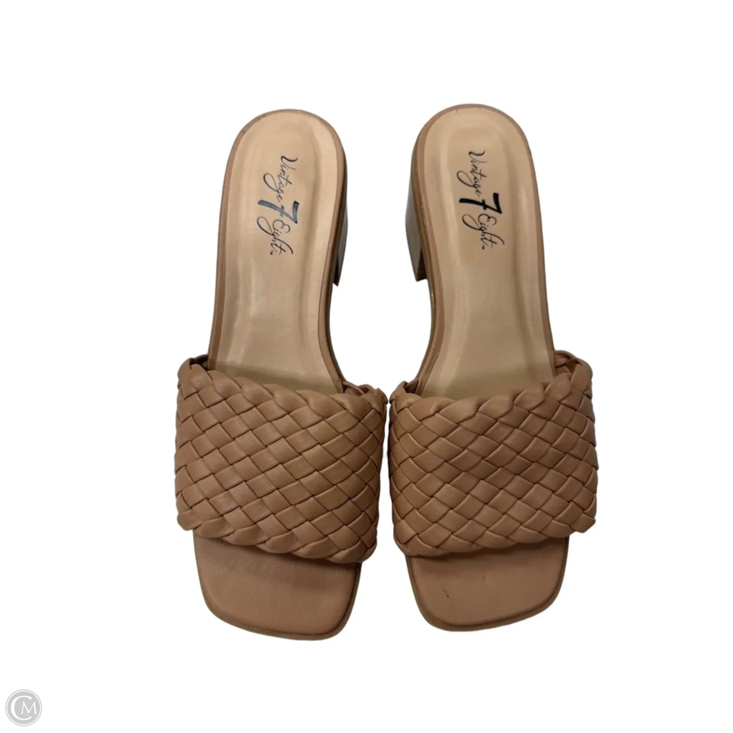 Sandals Heels Block By Clothes Mentor In Tan, Size: 8