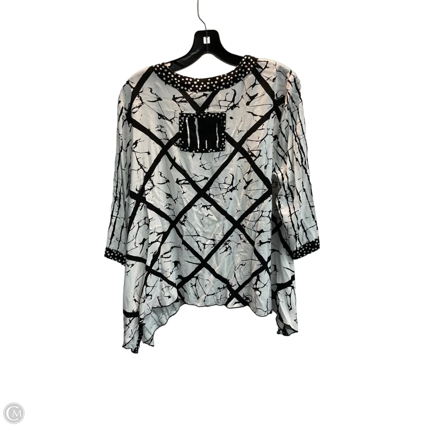 Top Short Sleeve By Ali Miles In Black & White, Size: Lp