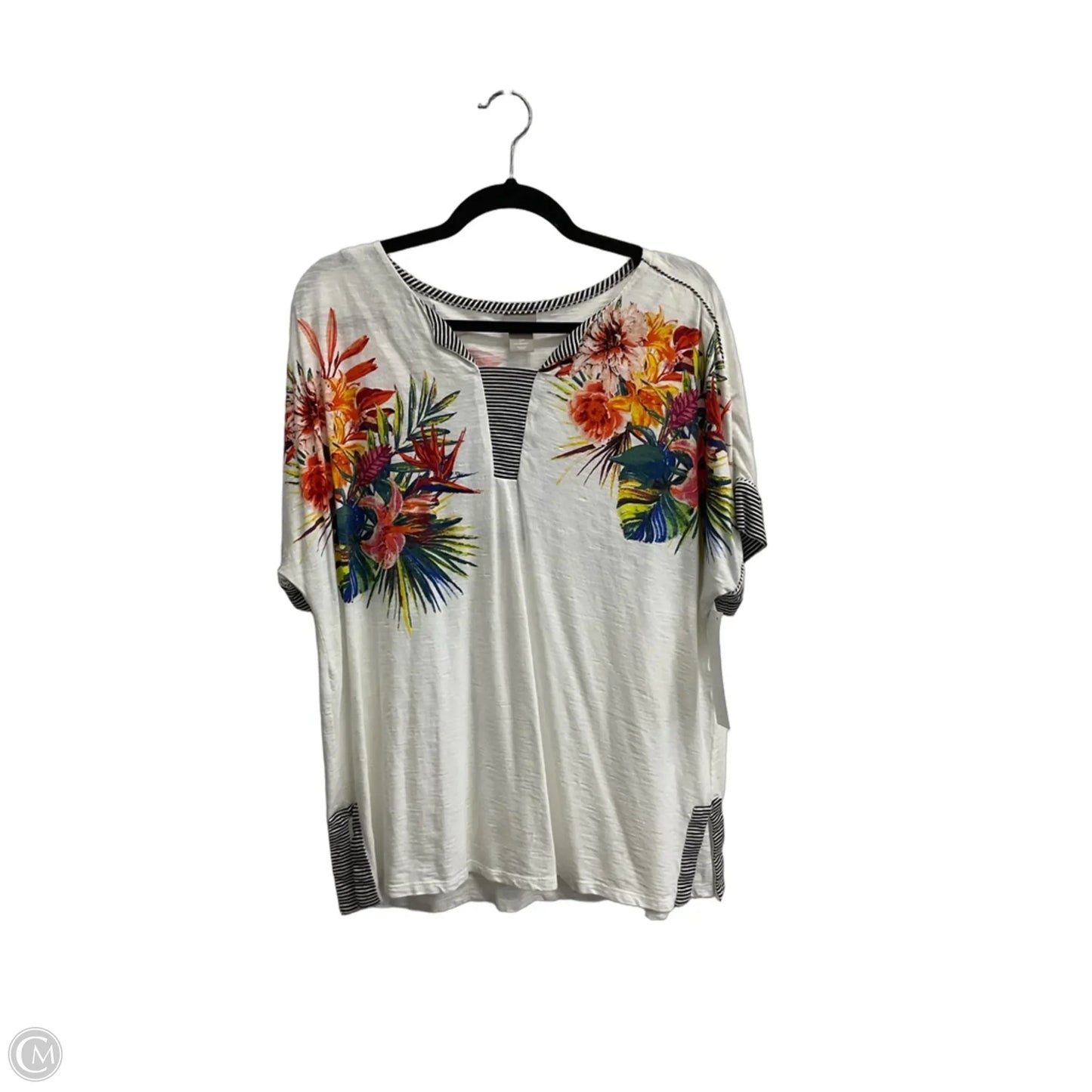 Top Short Sleeve By Chicos In Floral Print, Size: Xlp