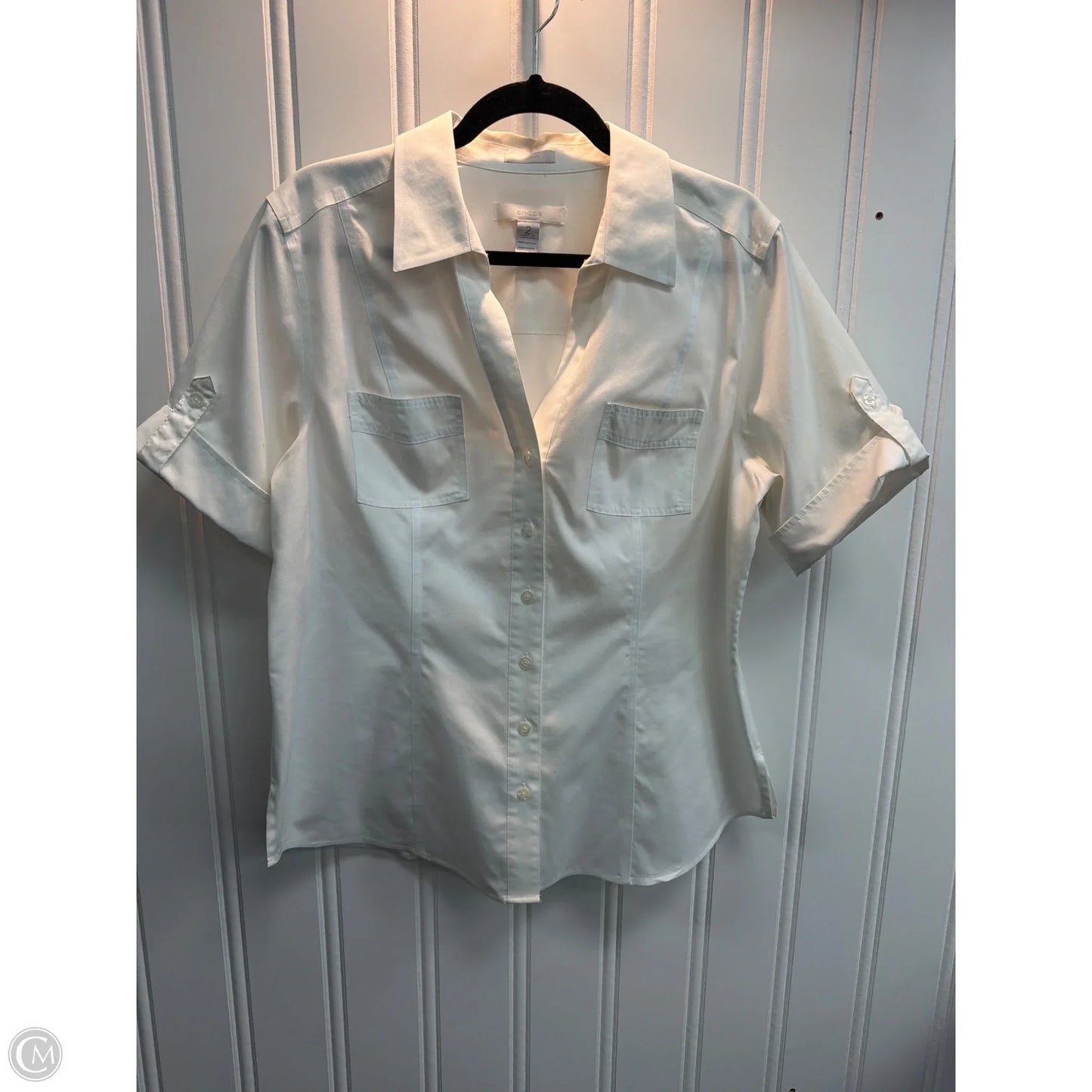 Top Short Sleeve By Chicos In White, Size: L